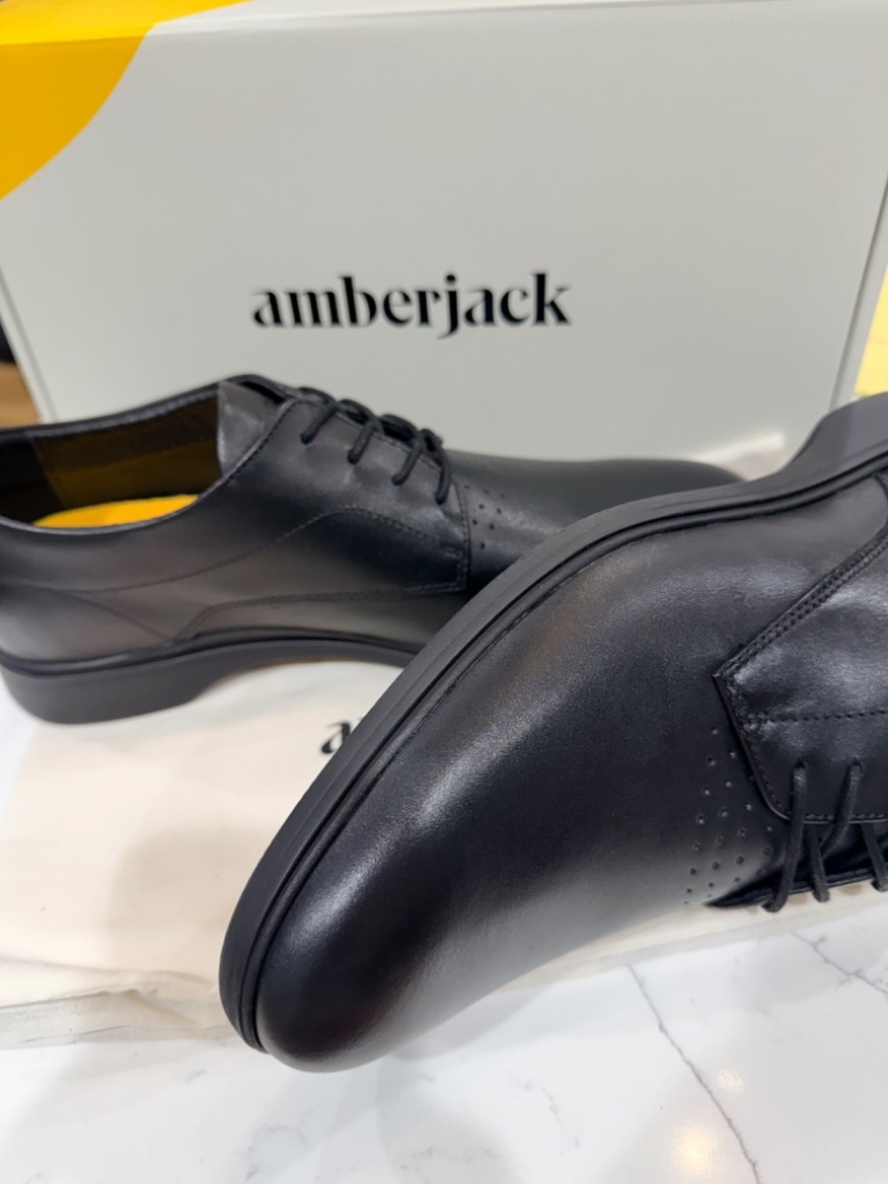 NIB Amber Jack Men's Obsidian Dress Shoes in Black Size 9W 9 Wide NEW AmberJack